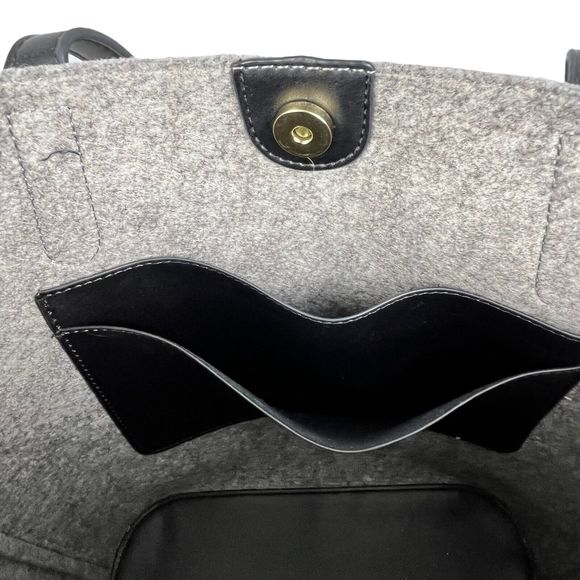 Emma Fox Gray & Black Felt Tote Shoulder Bag Purse Handbag Pockets - Picture 10 of 15